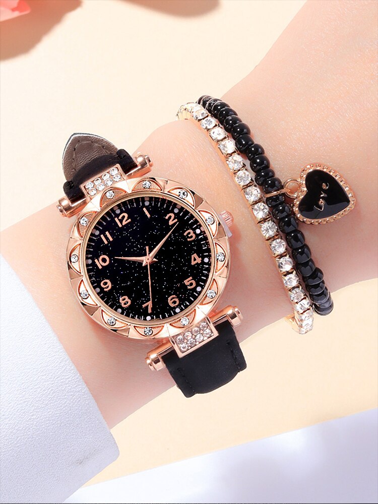 3PCs Fashion Versatile Starry Sky Diamond Embedding Women's Belt